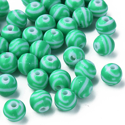 Opaque Striped Acrylic Beads MACR-S373-27D-07-1