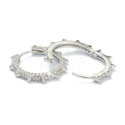 Brass Micro Pave Clear Cubic Zirconia Huggie Hoop Earrings EJEW-A058-02P-1