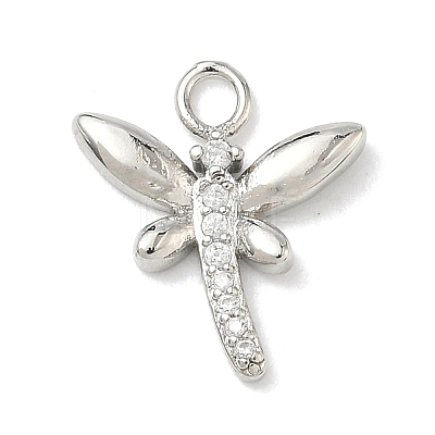Brass Micro Pave Clear Cubic Zirconia Pendants KK-H528-05B-P-1