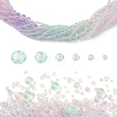 6 Styles Gradient Color Transparent Painted Glass Beads Strands DGLA-YW0001-28W-1