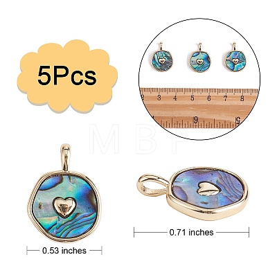 5Pcs Natural Abalone Shell/Paua Shell Pendants KK-SZ0002-38A-1