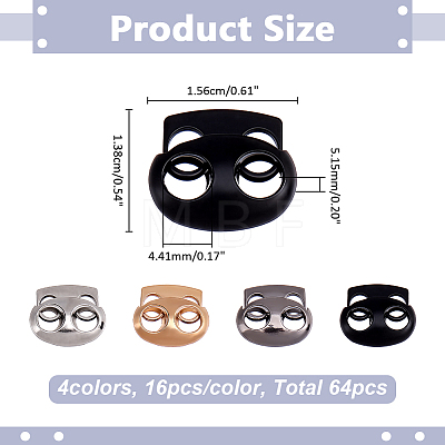 64Pcs 4 Colors Alloy Cord Locks FIND-ME0004-01A-1
