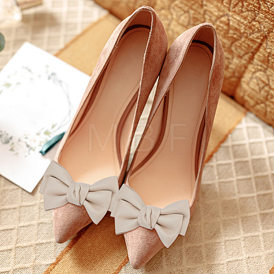 Leather Bowknot Shoe Decorations AJEW-WH0323-23A-1