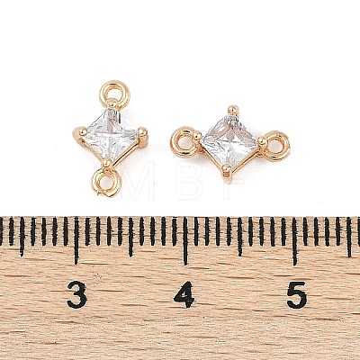 Brass Pave Glass Rhombus Links Connector Charms GLAA-Q088-001E-1