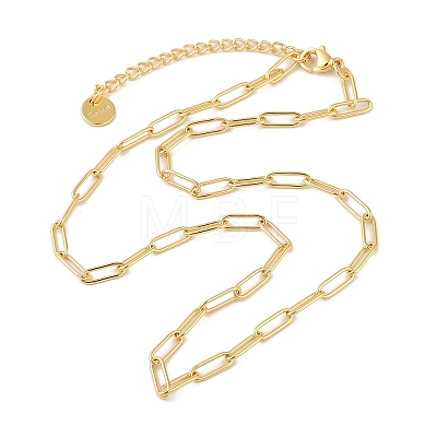 Rack Plating Brass Paperclip Chain Necklaces NJEW-Q348-01G-1