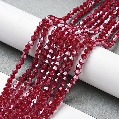 Opaque Solid Color Electroplate Glass Beads Strands GLAA-F029-P4mm-C01-1