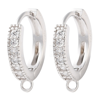 Anti-Tarnish Rhodium Plated 925 Sterling Silver Huggie Hoop Earring Findings STER-C010-01P-1
