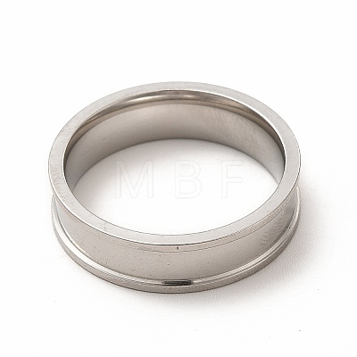 201 Stainless Steel Grooved Finger Ring Settings STAS-P323-12P-1
