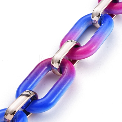 Handmade Two Tone Opaque Acrylic Cable Chains AJEW-JB00635-03-1