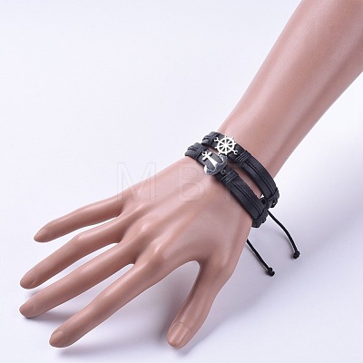 Cowhide Leather Cord Bracelets BJEW-JB04770-1