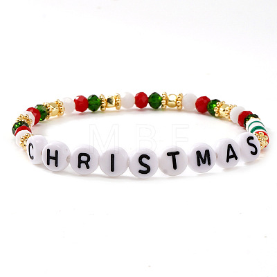 Christmas Glass & Acrylic Beads Stretch Bracelets QX4351-1-1