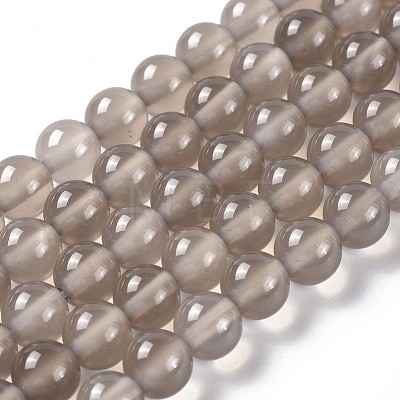 Natural Gray Agate Bead Strands X-G-R193-12-6mm-1