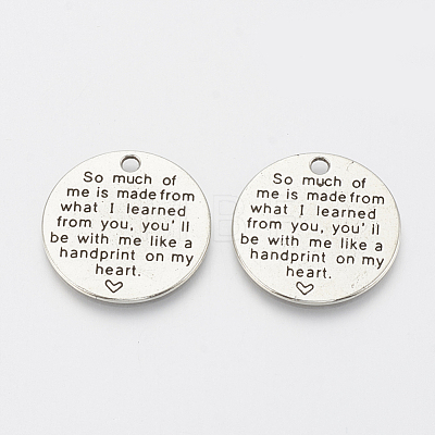 Tibetan Style Alloy Quote Pendants for Teachers' Day TIBE-Q085-05AS-FF-1