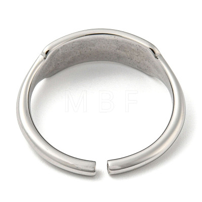 304 Stainless Steel Blank Rectangle Open Cuff Rings for Women RJEW-D022-02P-1