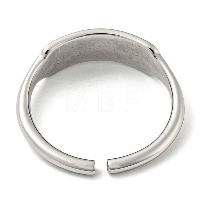 Non-Tarnish 304 Stainless Steel Blank Rectangle Open Cuff Rings for Women RJEW-D022-02P-1