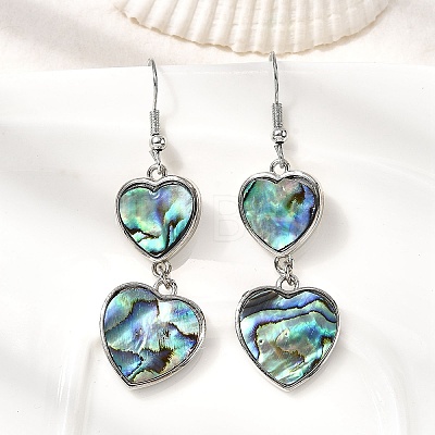 Brass Natural Abalone Shell Dangle Earrings EJEW-F388-01B-P-1