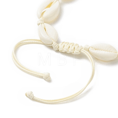 Narural Cowrie Shell Braided Bead Anklet for Women AJEW-AN00527-02-1