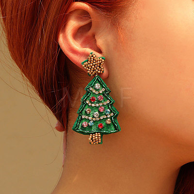 Christmas Tree Felt Fabric Dangle Stud Earrings FS-WG8B689-01-1