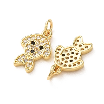 Brass Micro Pave Black Cubic Zirconia Charms CU-E003-18G-19-1