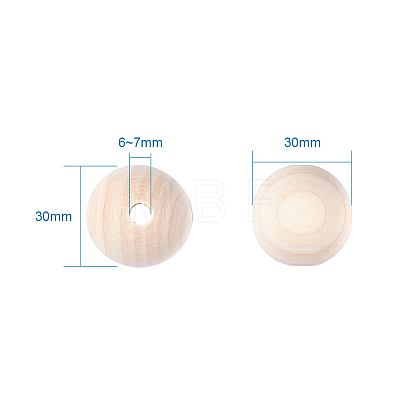 Round Unfinished Wood Beads WOOD-TA0001-07-LF-1