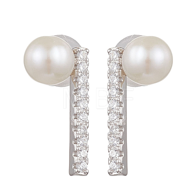 Natural Pearl Ear Studs EJEW-P286-18P-1