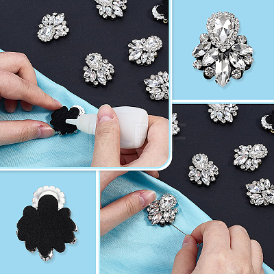 Glass Rhinestone Embroidery Sew on Ornament Accessories PATC-WH0021-070F-1