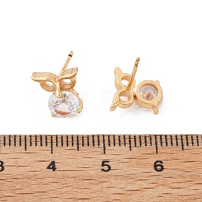 Owl Brass Micro Pave Cubic Zirconia Stud Earrings for Women EJEW-G428-10G-01-1