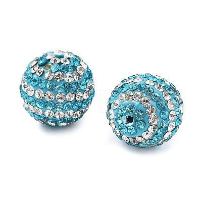 Stripe Pattern Polymer Clay Rhinestone Beads CLAY-NH0001-01D-1