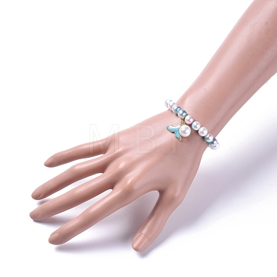 Plastic Imitation Pearl Stretch Bracelets and Necklace Jewelry Sets SJEW-JS01053-01-1