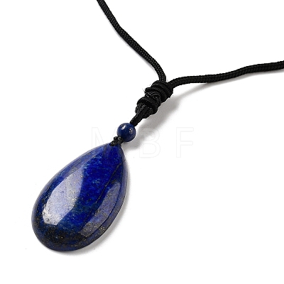 Gemstone Pendant Necklace with Nylon Cord for Women NJEW-L464-A-1