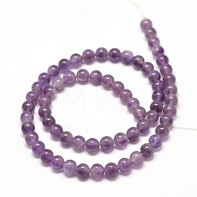 Natural Amethyst Round Bead Strands G-P072-29-8mm-1