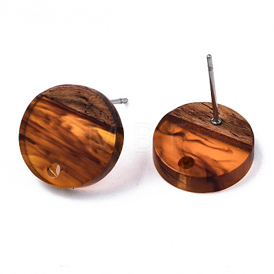 Resin & Walnut Wood Stud Earring Findings MAK-N032-007A-G01-1