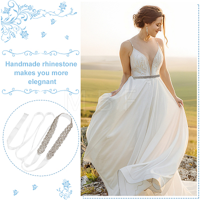 Rhinstone Flower Bridal Belt for Wedding Dress AJEW-WH0515-23B-1