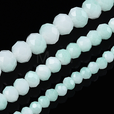 Two-Tone Imitation Jade Glass Beads Strands GLAA-T033-01C-04-1