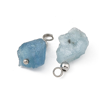 Raw Rough Natural Aquamarine Pendants PALLOY-JF05960-1