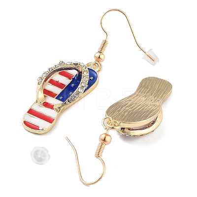 Independence Day Theme Alloy Enamel Dangle Earrings for Women EJEW-F335-01G-01-1