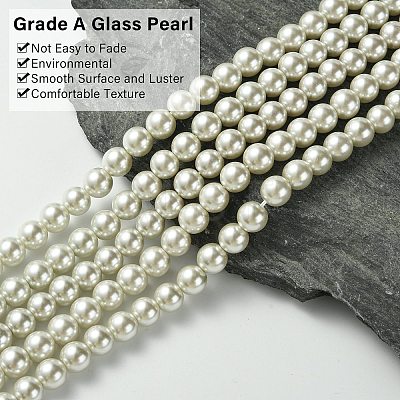 Eco-Friendly Glass Pearl Beads Strands HY-A008-8mm-RB007-1