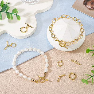 10Pcs 2 Styles Brass Toggle Clasps FIND-TA0008-44B-1