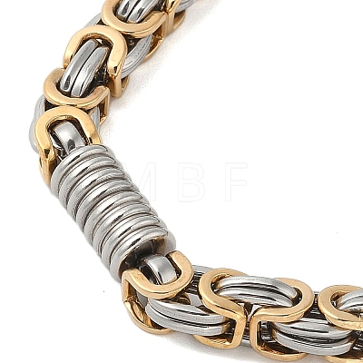 Ion Plating(IP) Grooved Column 304 Stainless Steel Byzantine Chain Bracelets for Men BJEW-B093-07GP-1