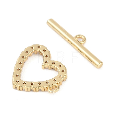 Brass Micro Pave Clear Cubic Zirconia Toggle Clasps KK-K391-07G-1