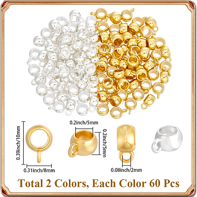120Pcs 2 Colors Tibetan Style Alloy Rondelle Tube Bails FIND-PA0001-48-1