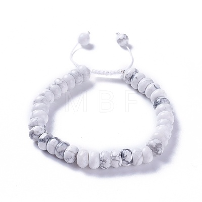 Adjustable Natural Howlite Braided Bead Bracelets BJEW-F369-A08-1