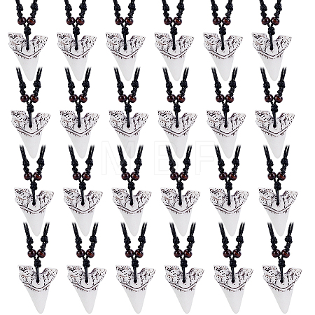 24Pcs Resin Tooth Shape Pendant Necklaces NJEW-GA0001-19-1