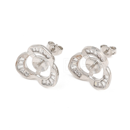 Brass Micro Pave Cubic Zirconia Stud Earring Finding CU-CBAA5EE-01P-1