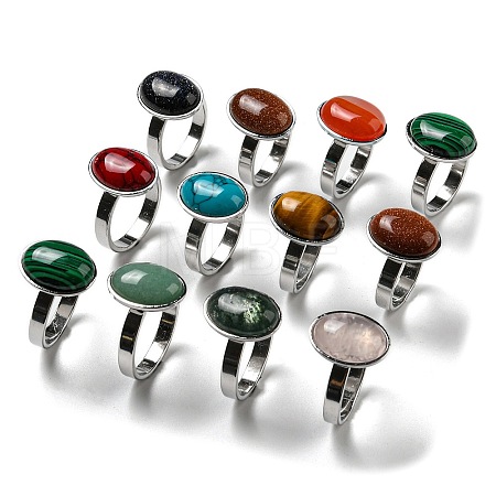 Natural Gemstone Finger Ring RJEW-C042-01-1