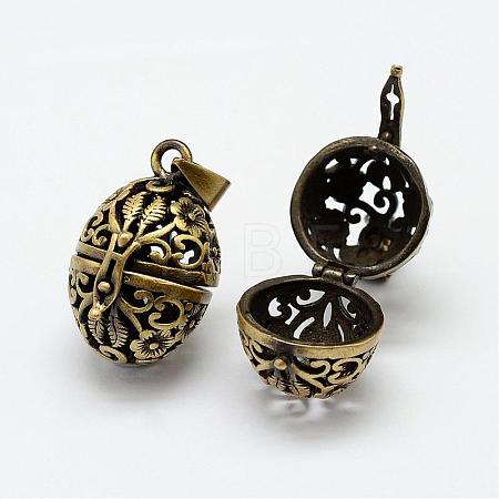 Brass Hollow Cage Pendants KK-P094-01AB-1