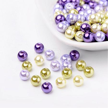 Lavender Garden Mix Pearlized Glass Pearl Beads HY-X006-6mm-08-1