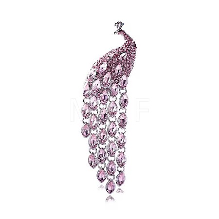 Ethnic Style Peacock Long Tassel Pins PW-WG89915-03-1