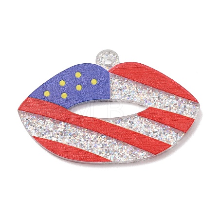 Independence Day Printed Transparent Acrylic Pendants OACR-B055-02A-1