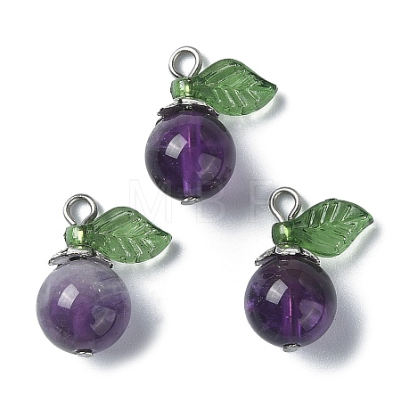 Natural  Amethyst Fruit Pendants PALLOY-TA00077-04-1